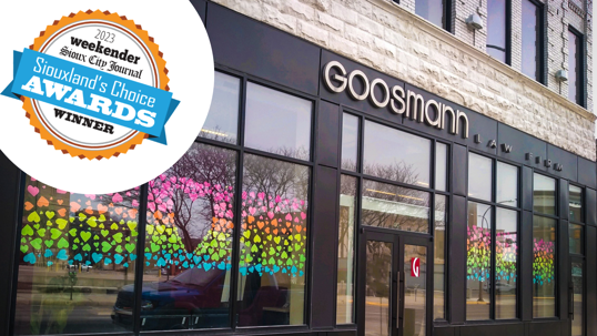 Goosmann Law Receives First Place for Best Attorney in Siouxland Choice Awards